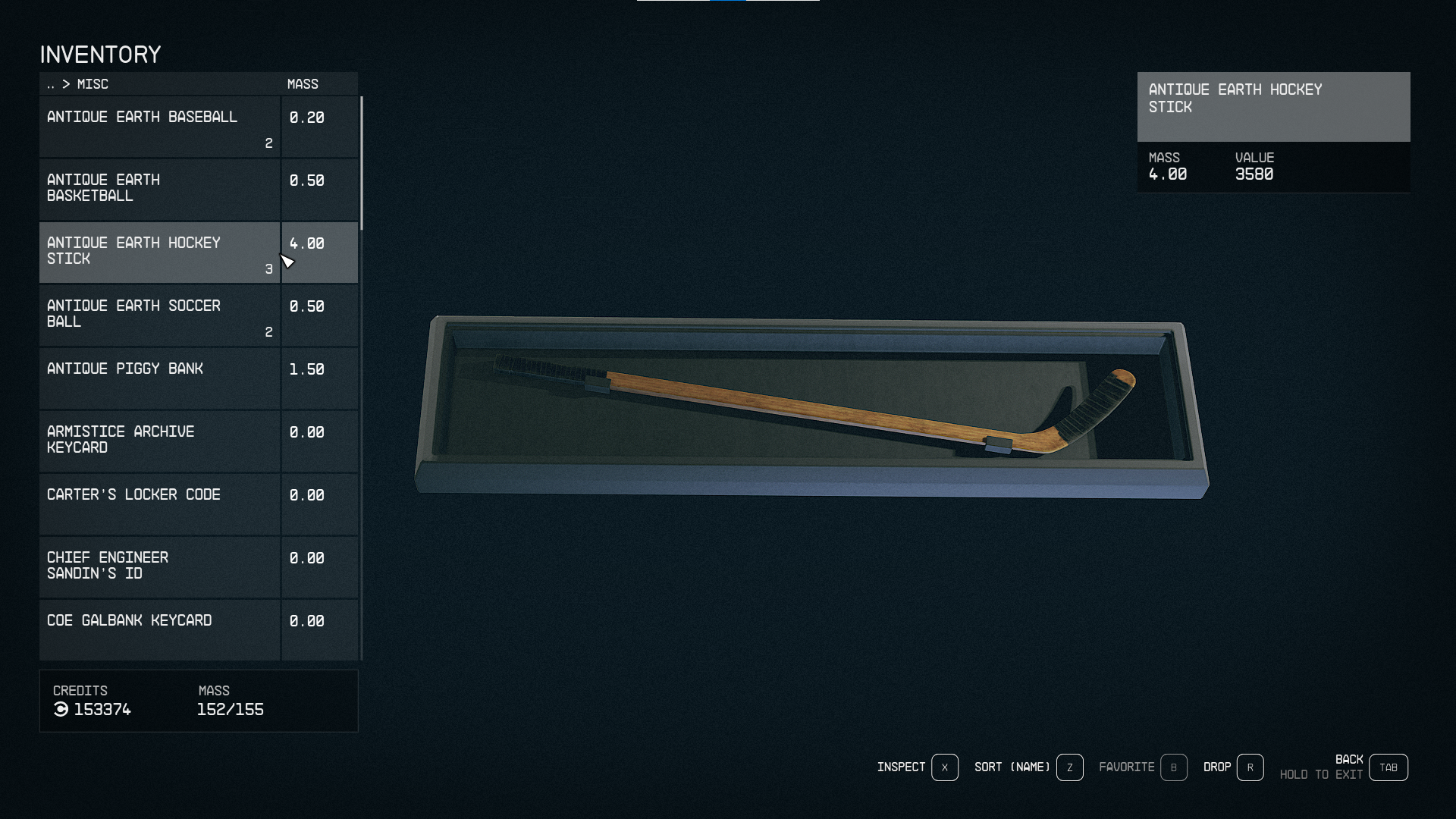 The Ancient Earth Hockey Stick item page in Starfield.