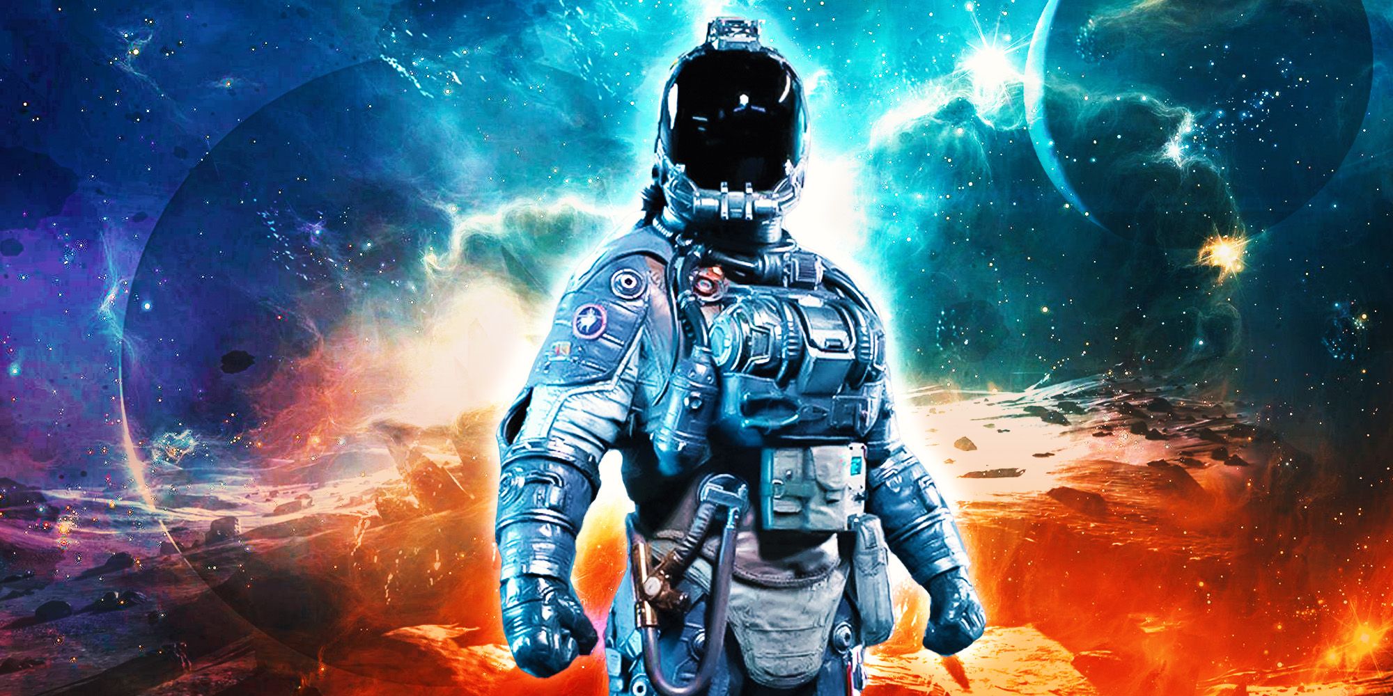 Starfield&rsquo;s Story Doesn&rsquo;t End When The Credits Roll - An image of the a player character from Starfield in front of a background of space.