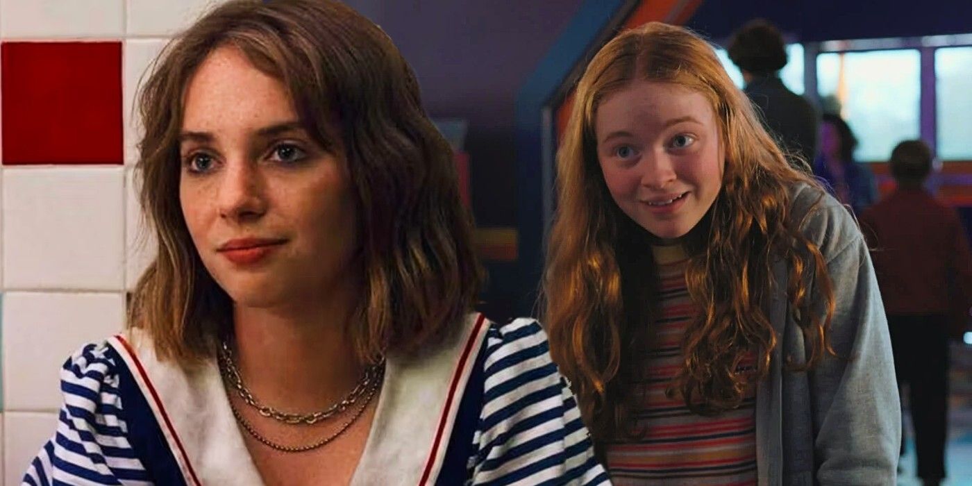 A side-by-side image of Robin and Max, who is smiling, from Stranger Things