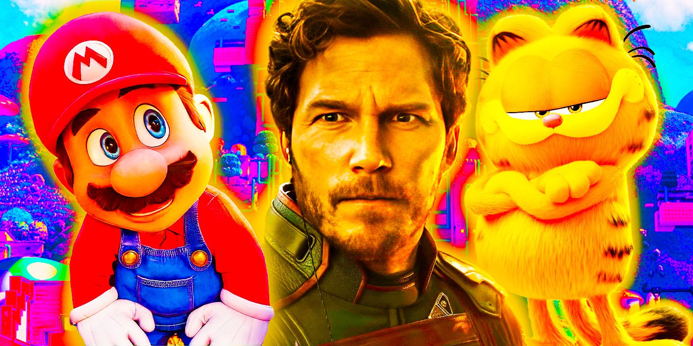 Chris Pratt as Super Mario, Star Lord, and Garfield