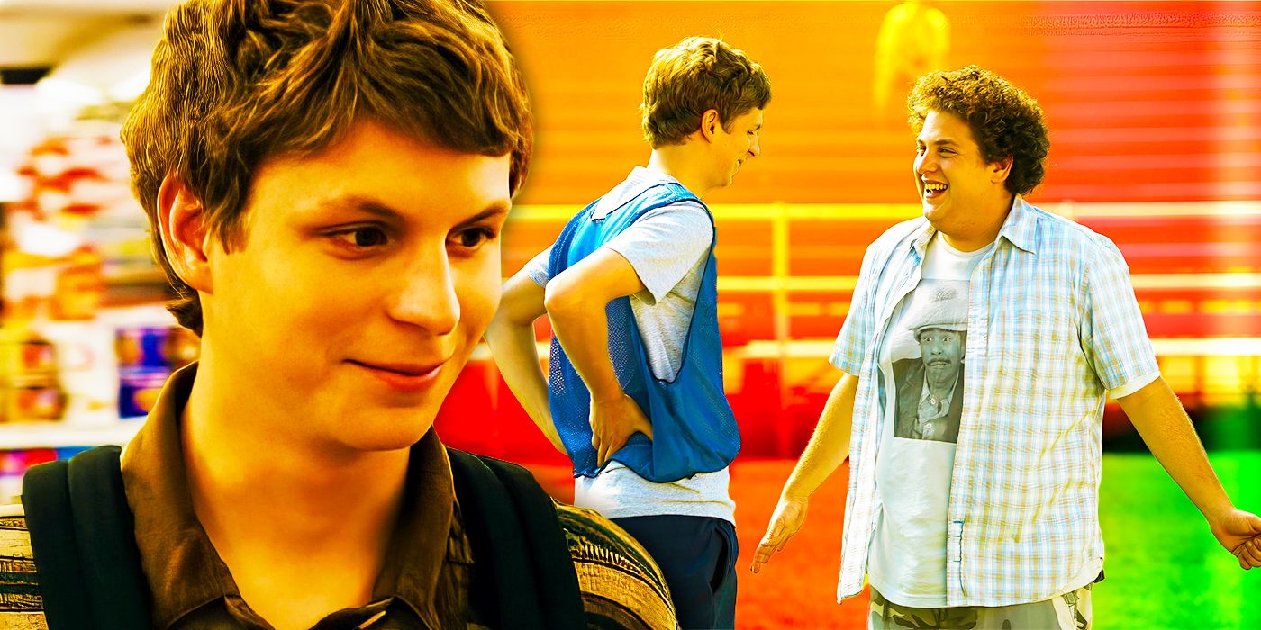 Collage of Michael Cera and Jonah Hill in Superbad