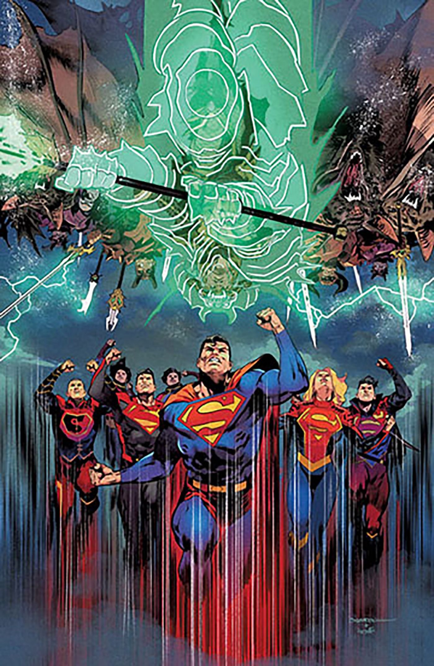 Superman Family vs Glowing Green Force Action Comics Annual Cover