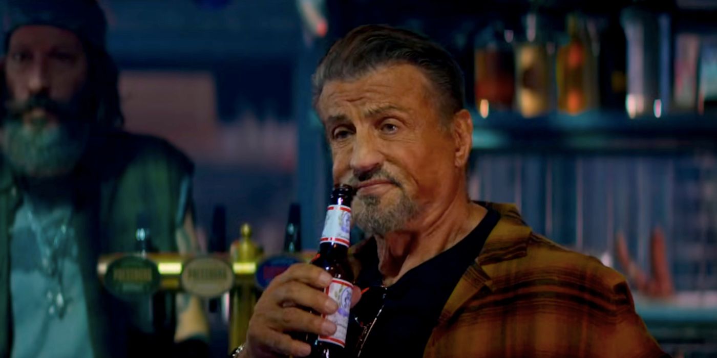 Sylvester Stallone Drinking a Beer in Expendables 4