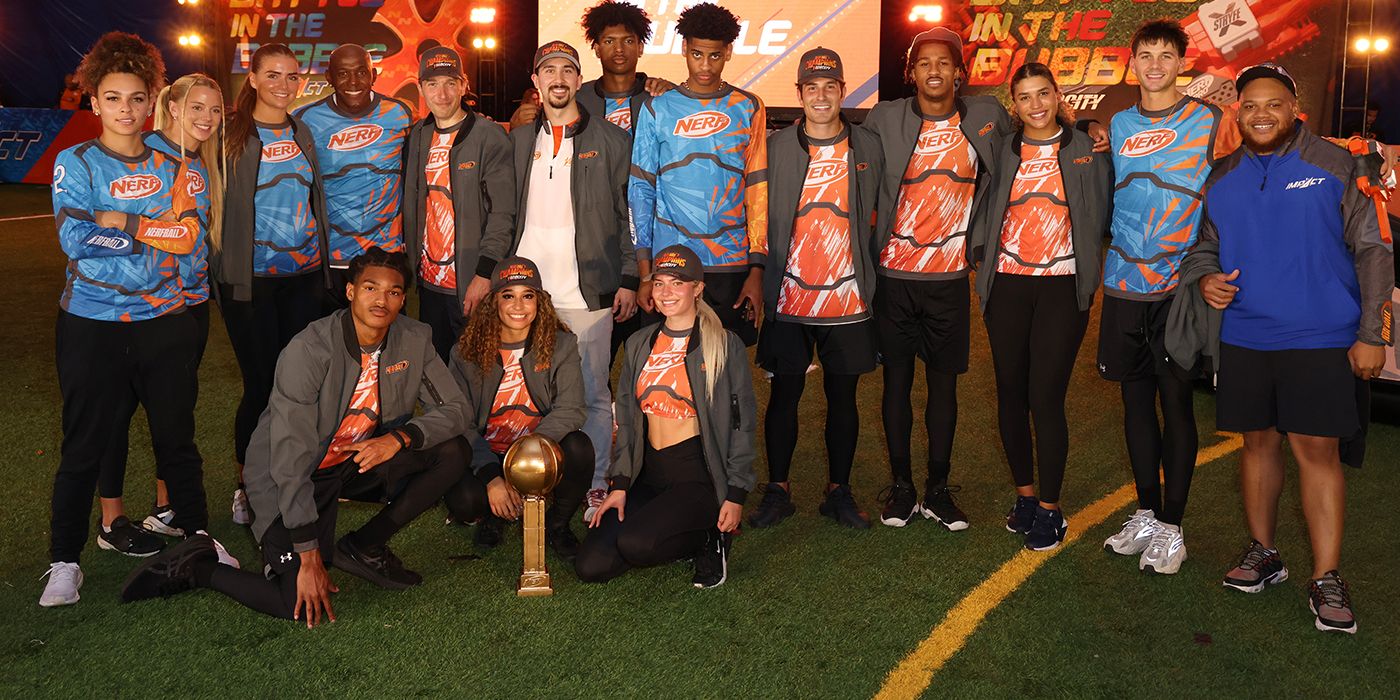Team IMPACT & VELOCITY after NerfBall — Battle in the Bubble