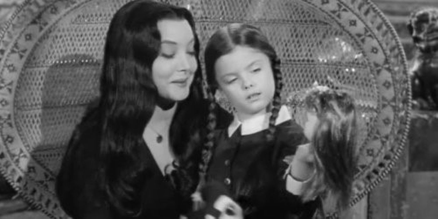 Morticia and Wednesday in The Addams Family 1964