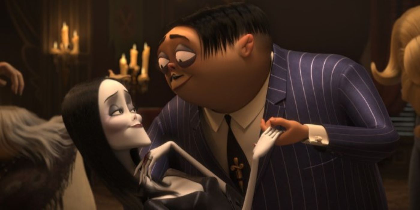 Morticia and Gomez in The Addams Family 2019
