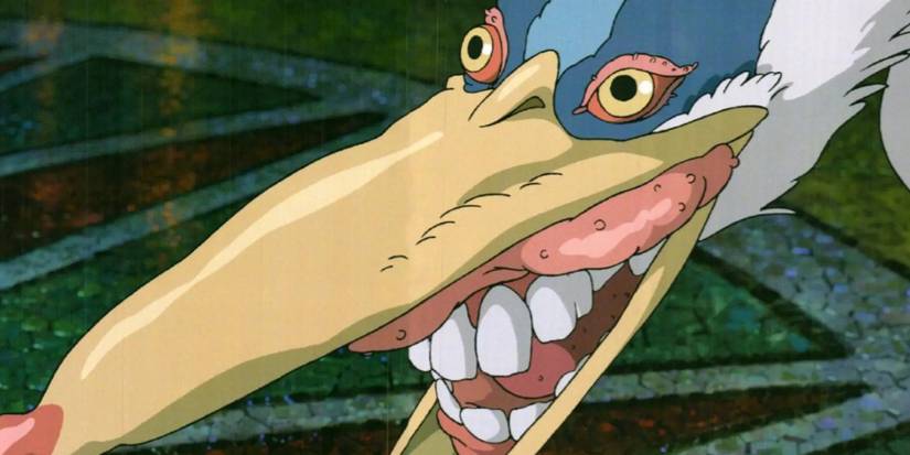 A bird creature with human teeth from The Boy and the Heron