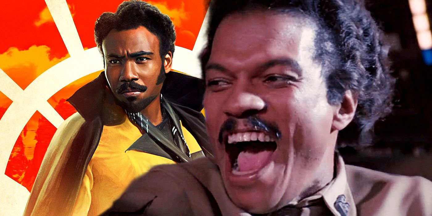 Donald Glover and Billy Dee Williams as Lando Calrissian in Star Wars.