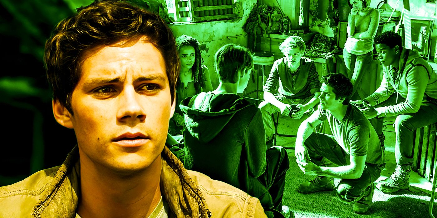 Dylan O'Brien and the Gladers in The Maze Runner