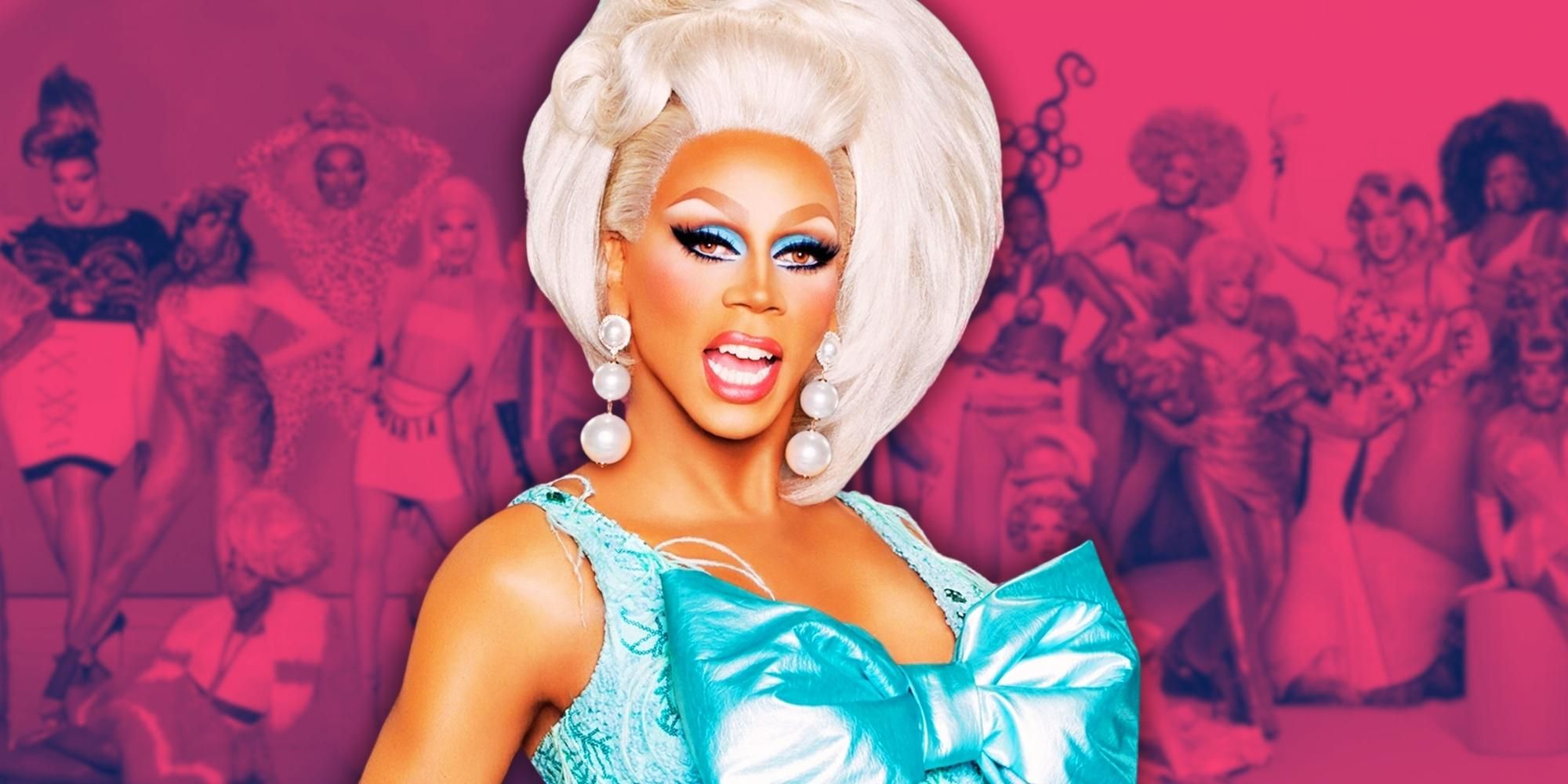 Image of Rupaul and a cast photo from Rupaul's drag race