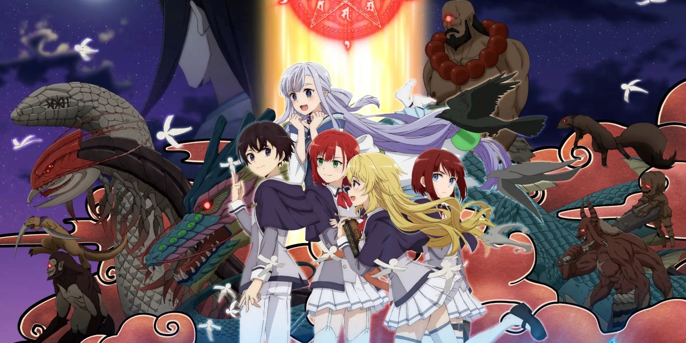The Reincarnation of the Strongest Exorcist in Another World cast, featuring Seika, Yifa, Amyu, and others, as well as Seika&rsquo;s spirits in the background