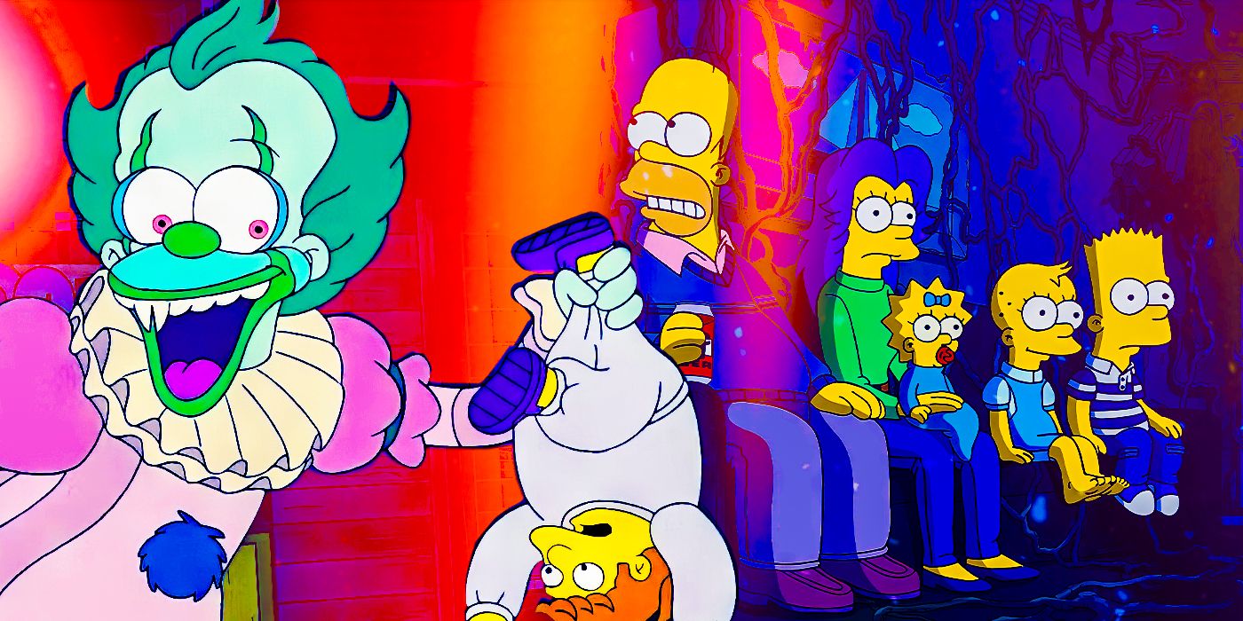 Krusty as Pennywise and the Simpsons family in Treehouse of Horror