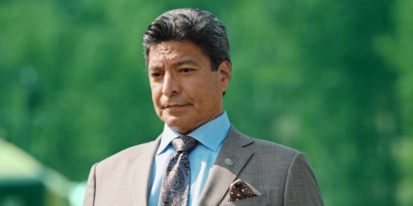 Gil Birmingham as Thomas Rainwater looking determined from Yellowstone
