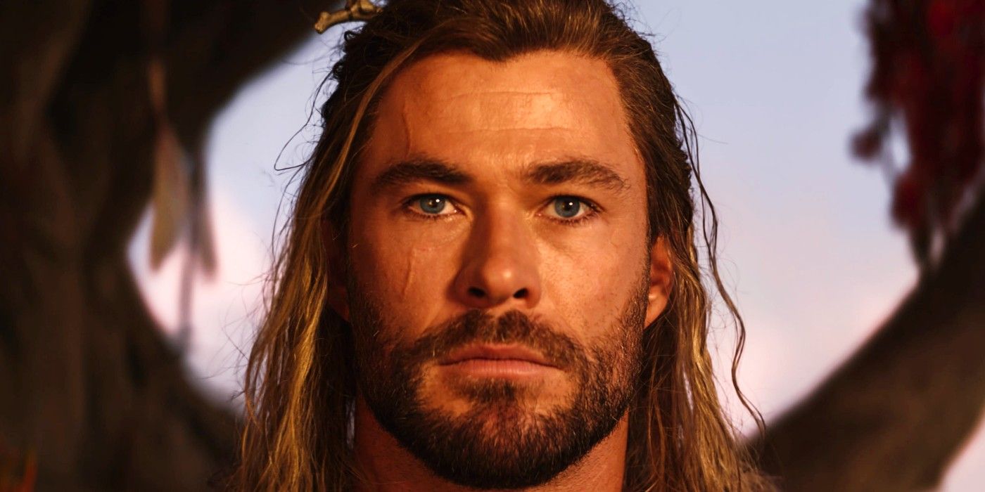 Chris Hemsworth staring into the camera in Thor: Love and Thunder.