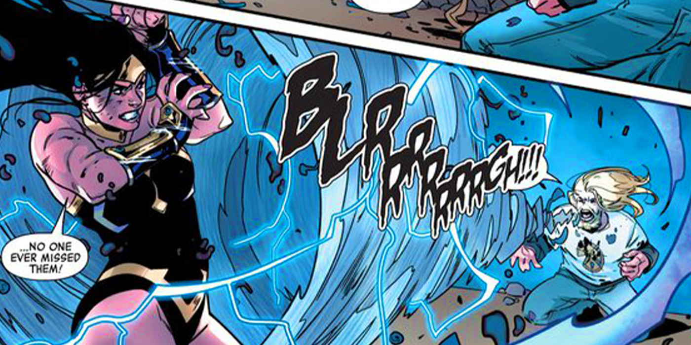 Thor using hurricane breath in Marvel Comics