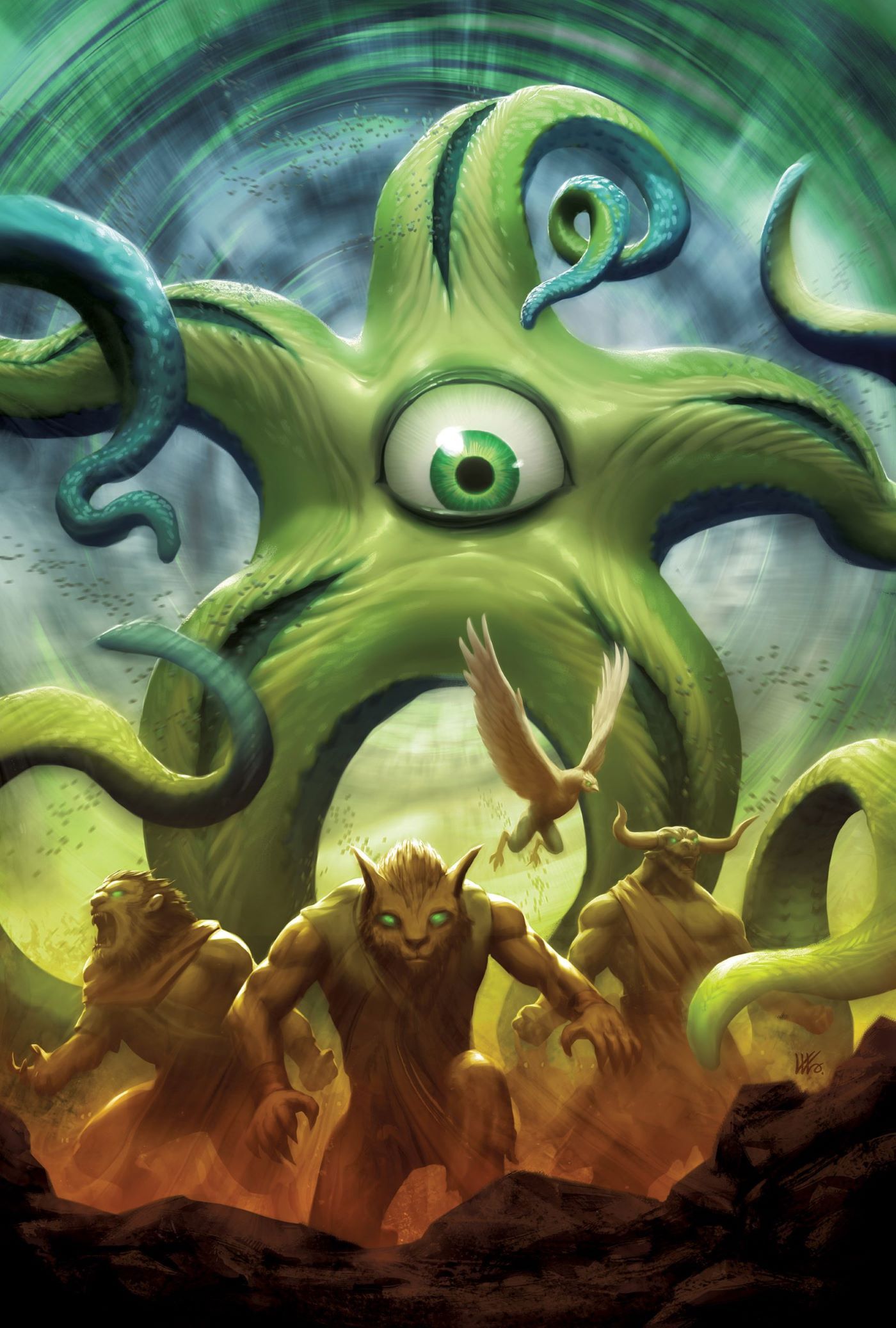 Beast Boy&rsquo;s Starro form looms in the background with other beast forms