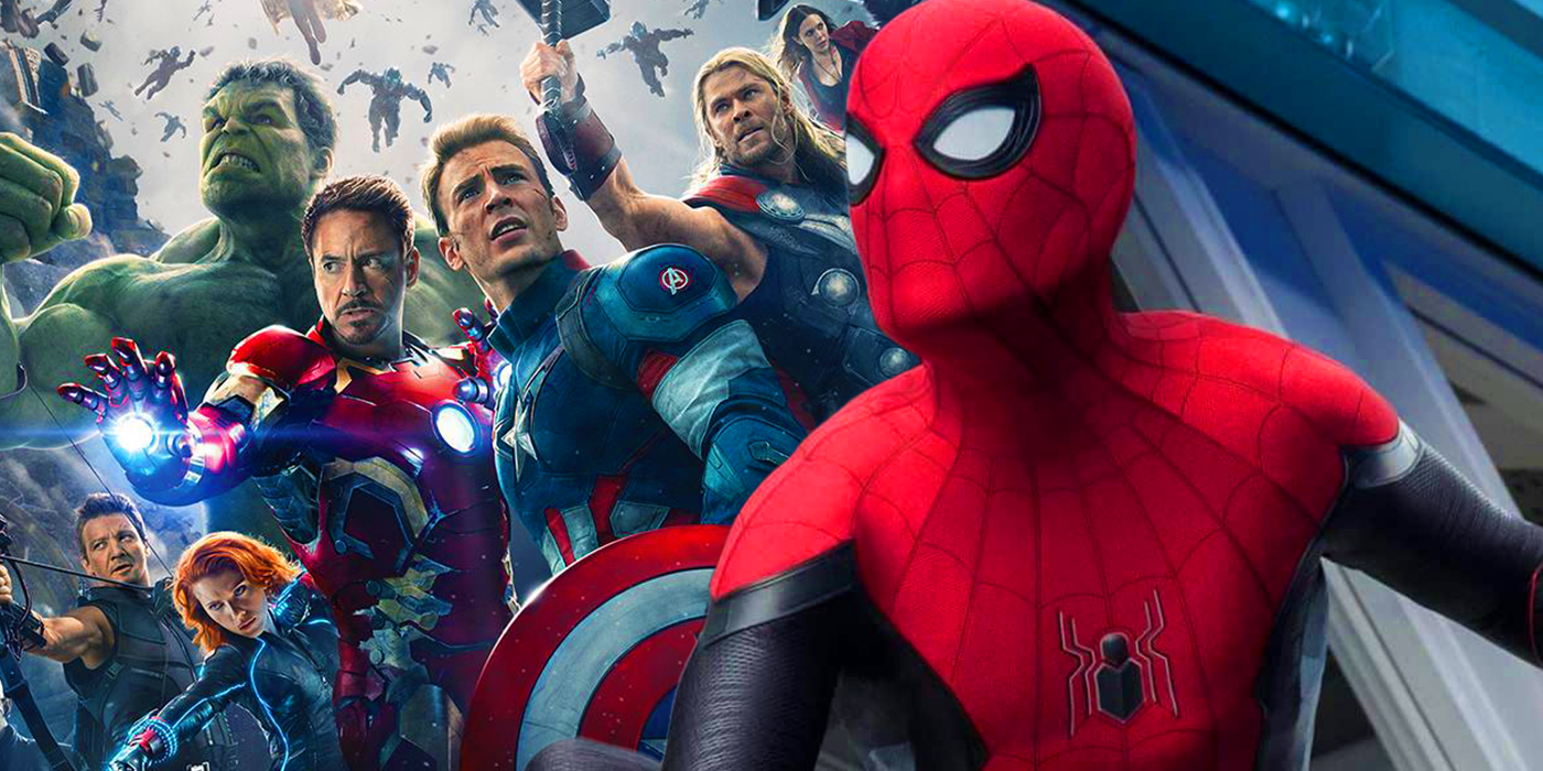 Tom Holland's Spider-Man in the MCU with poster of Avengers Age of Ultron