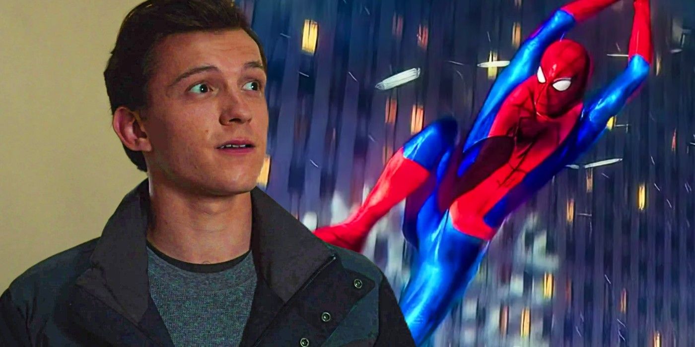 Custom image of Tom Holland's Peter Parker and Spider-Man from the end of Spider-Man: No Way Home.