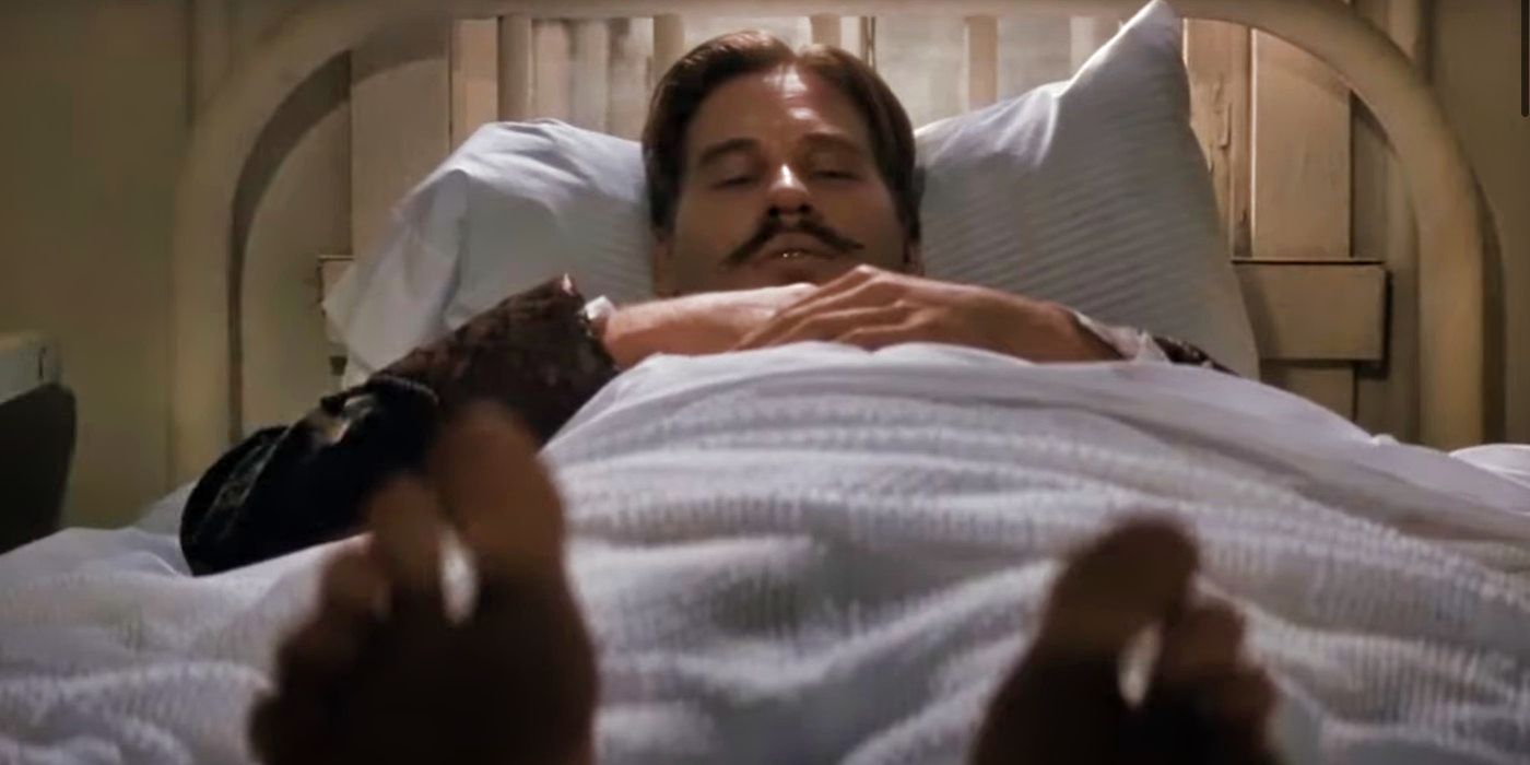 Val Kilmer as Doc Holliday lying in his deathbed in Tombstone.