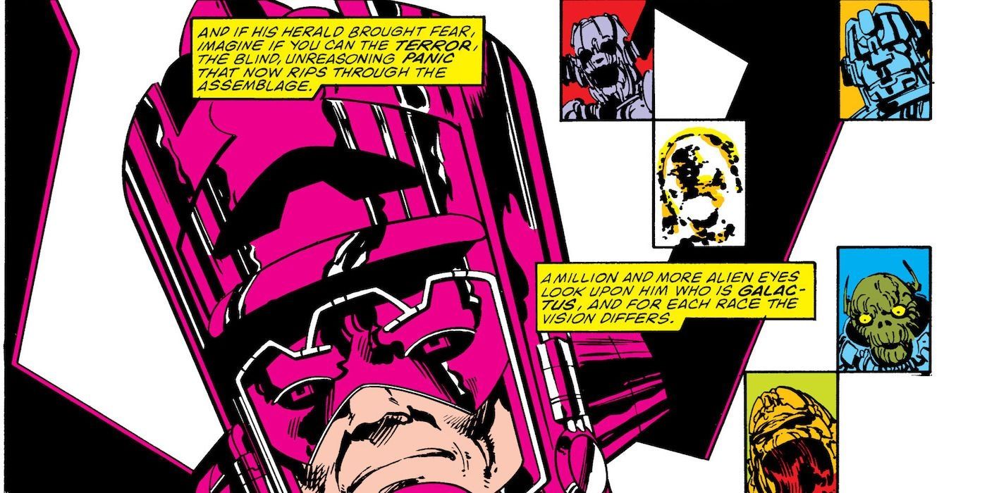 Galactus' many different designs.