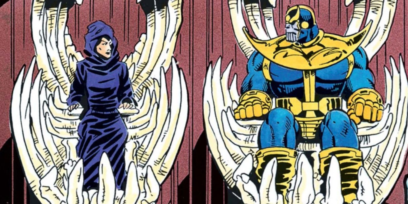 Thanos e Morte sentaram-se em tronos lado a lado nos quadrinhos da Marvel