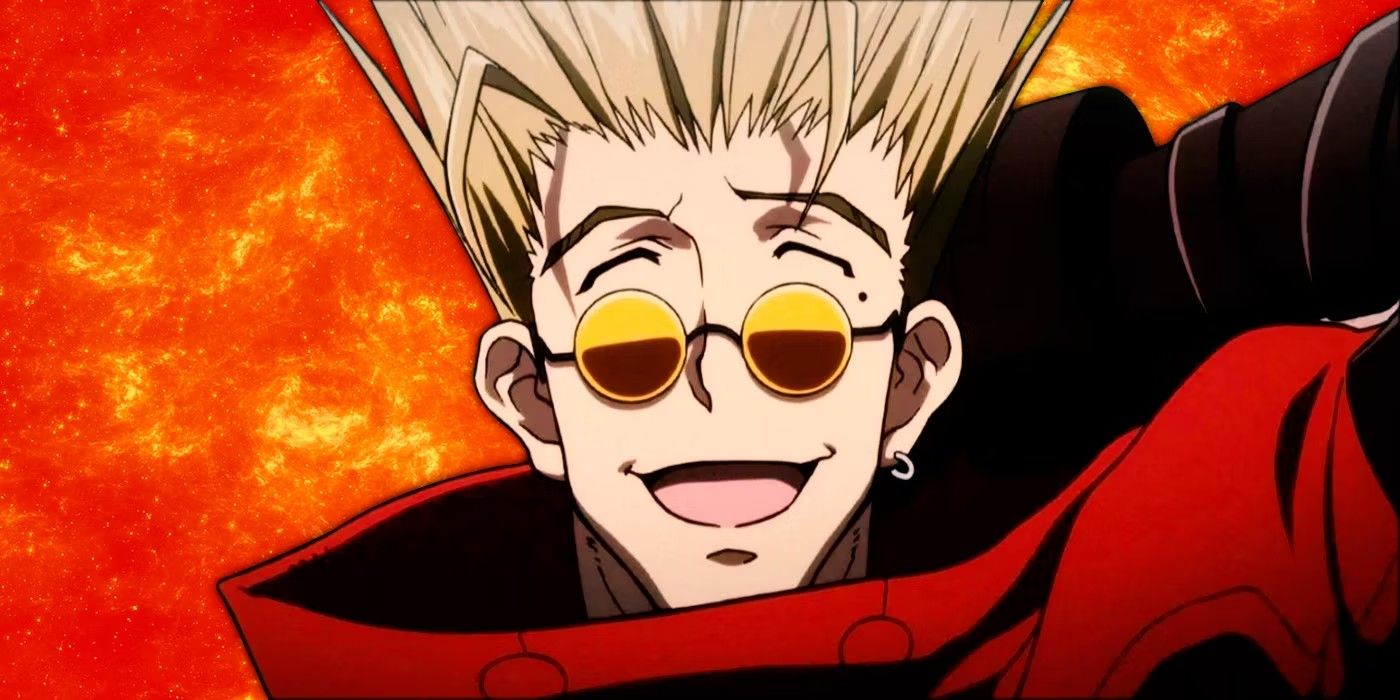 Trigun with an explosion behind them