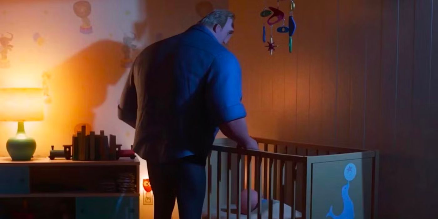Robert Parr gets his son to sleep in Incredibles 2.