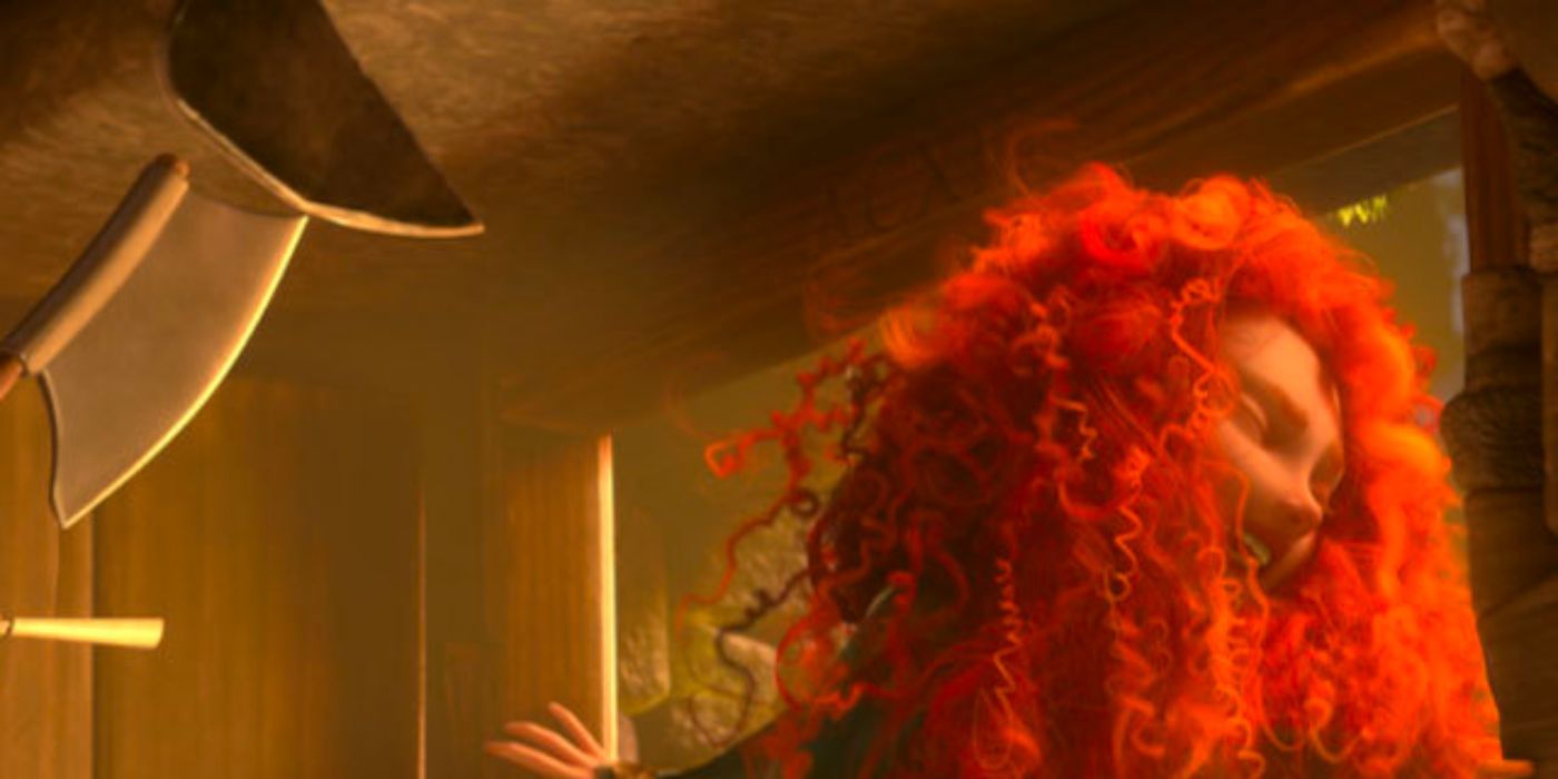 Merida is turning her face in Brave. 