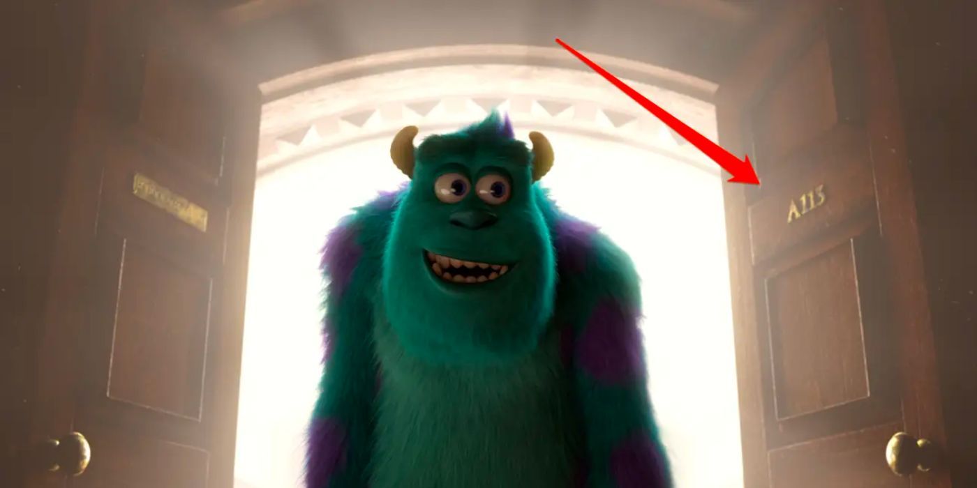 Sulley is walking into a classroom. 
