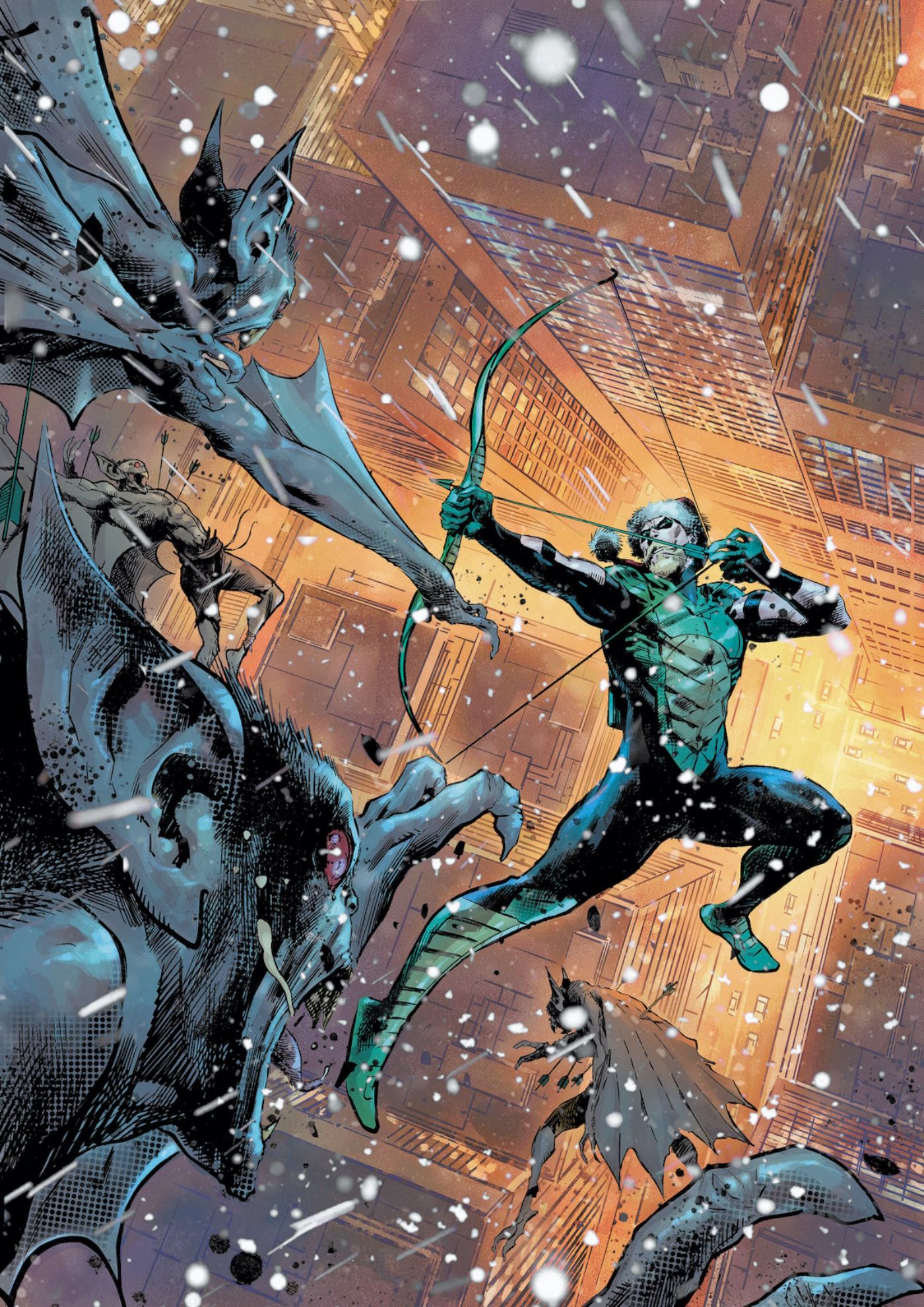 Capa variante de Green Arrow Battles Bat-Like Vampires