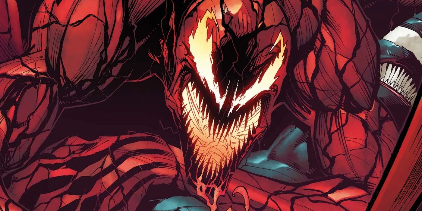 Featured Image: Carnage crouches in a feral pose, close-up