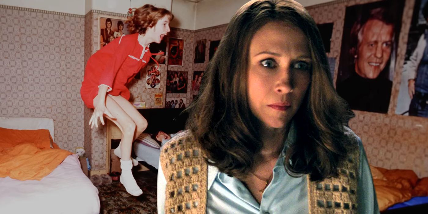 Vera Farmiga from The Conjuring 2 in Front of a Girl in the Air in The Enfield Poltergeist