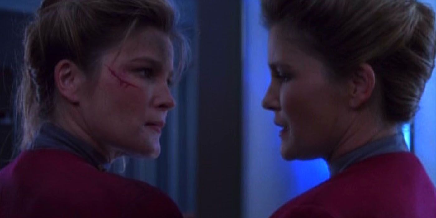 Two Janeways face off in the Voyager episode Deadlock.