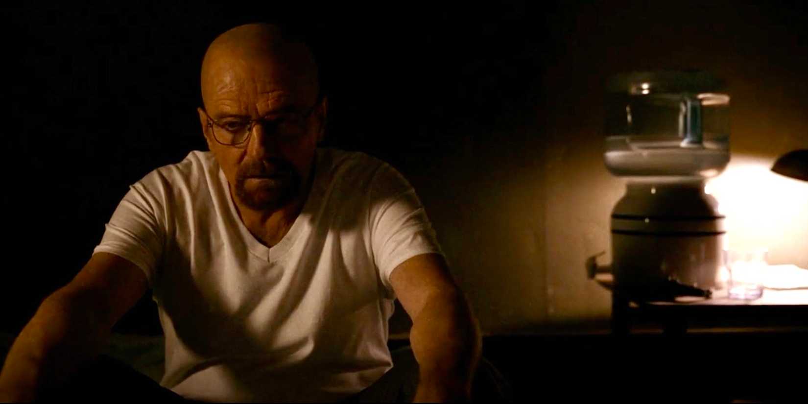 Walter White sitting in the basement in Better Call Saul