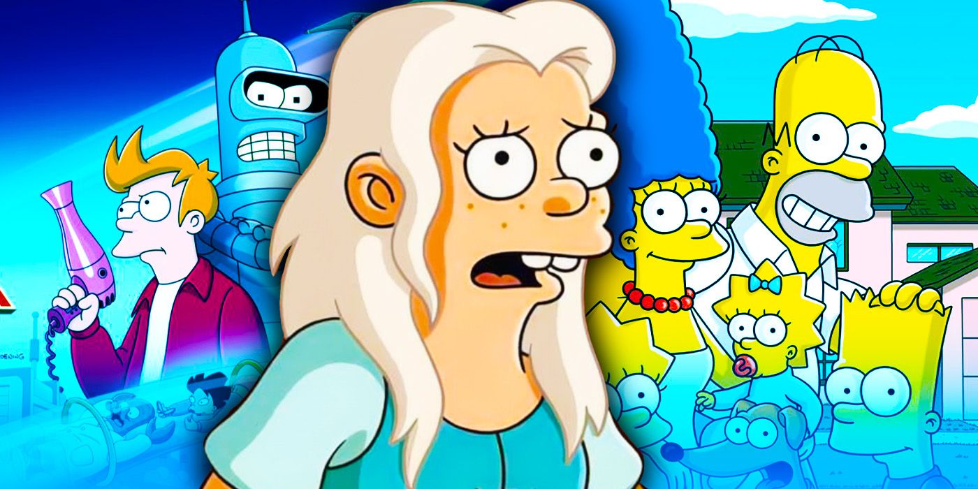 how Disenchantment characters can appear in The Simpsons and Futurama