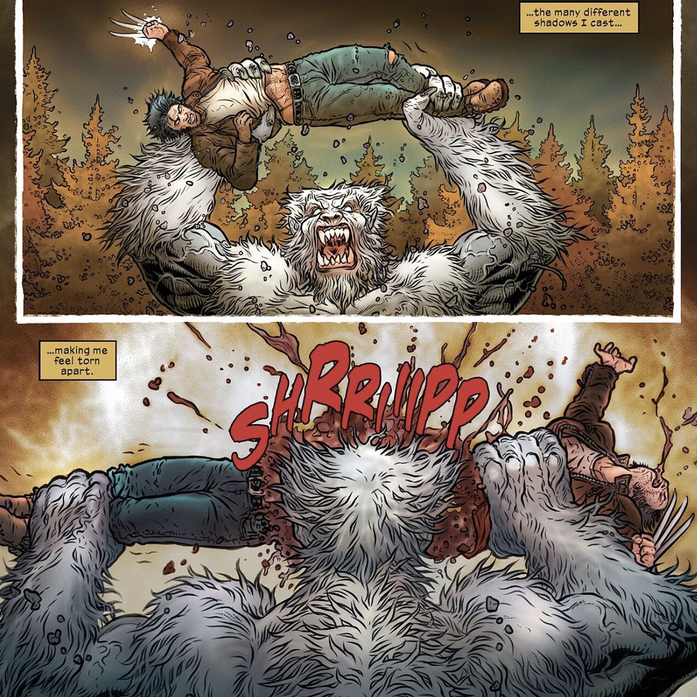 Wendigo rips Wolverine in two