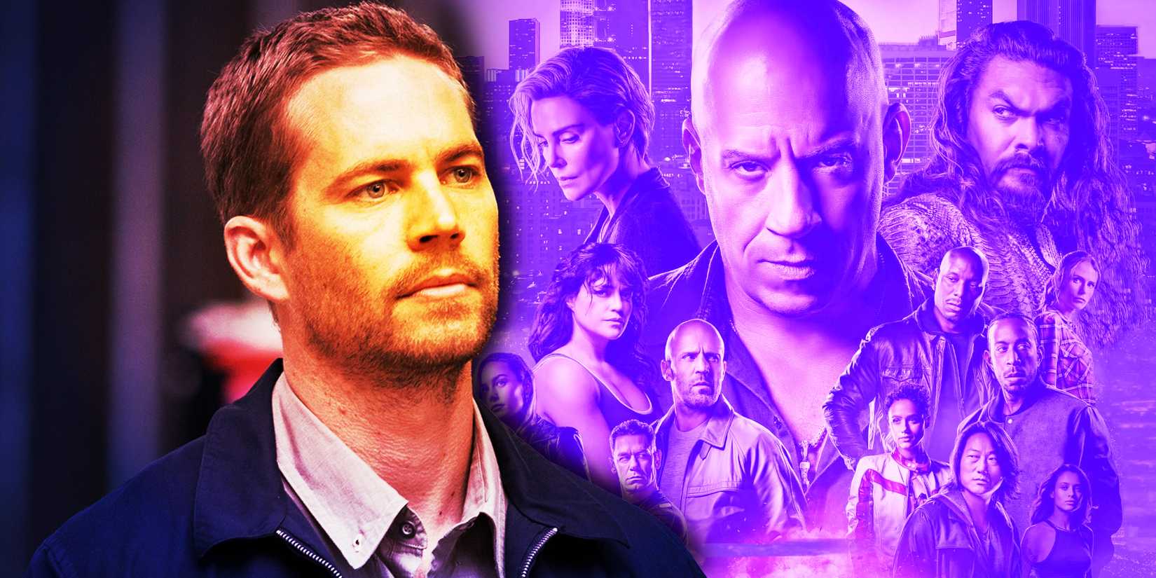 Paul Walker as Brian and the poster for Fast X