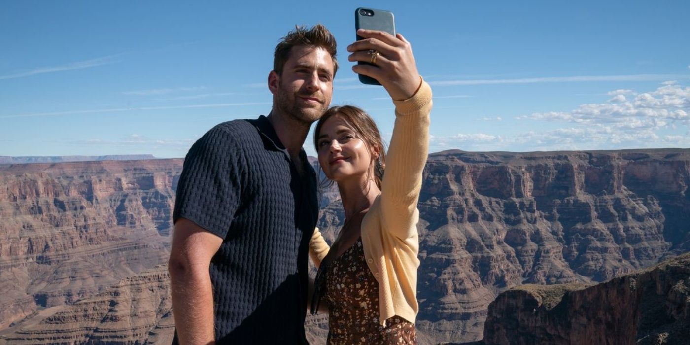 Oliver Jackson-Cohen as Will Taylor and Jenna Coleman as Liv Taylor in Wilderness.