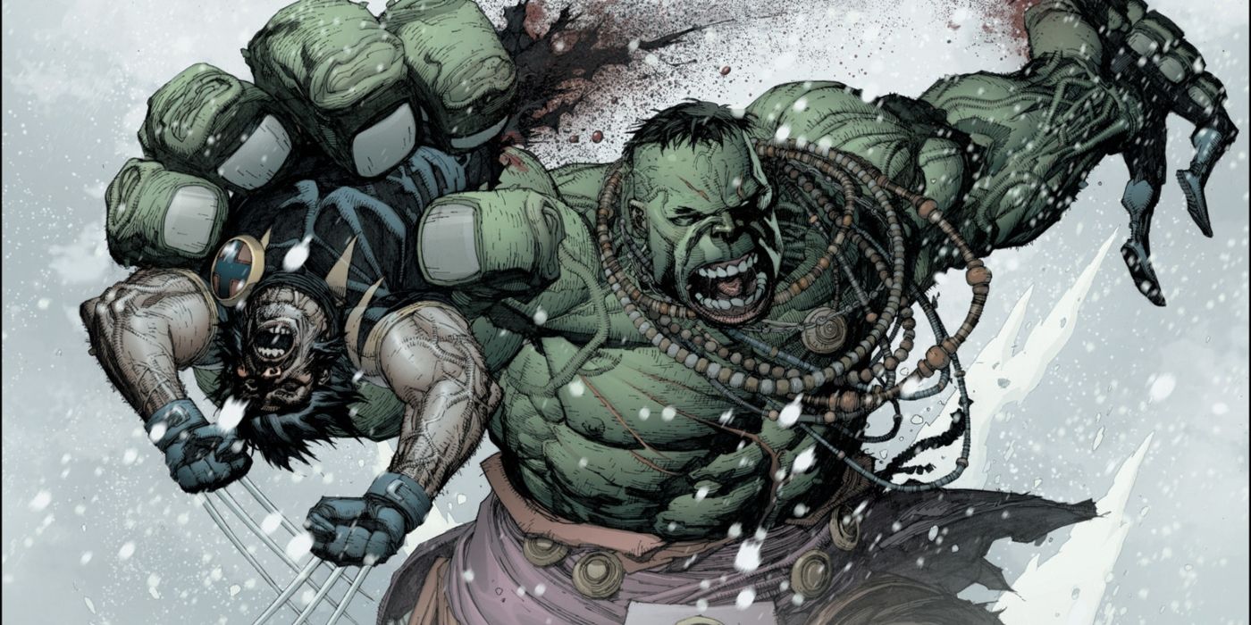 Wolverine ripped in half by the Hulk in Marvel Comics 