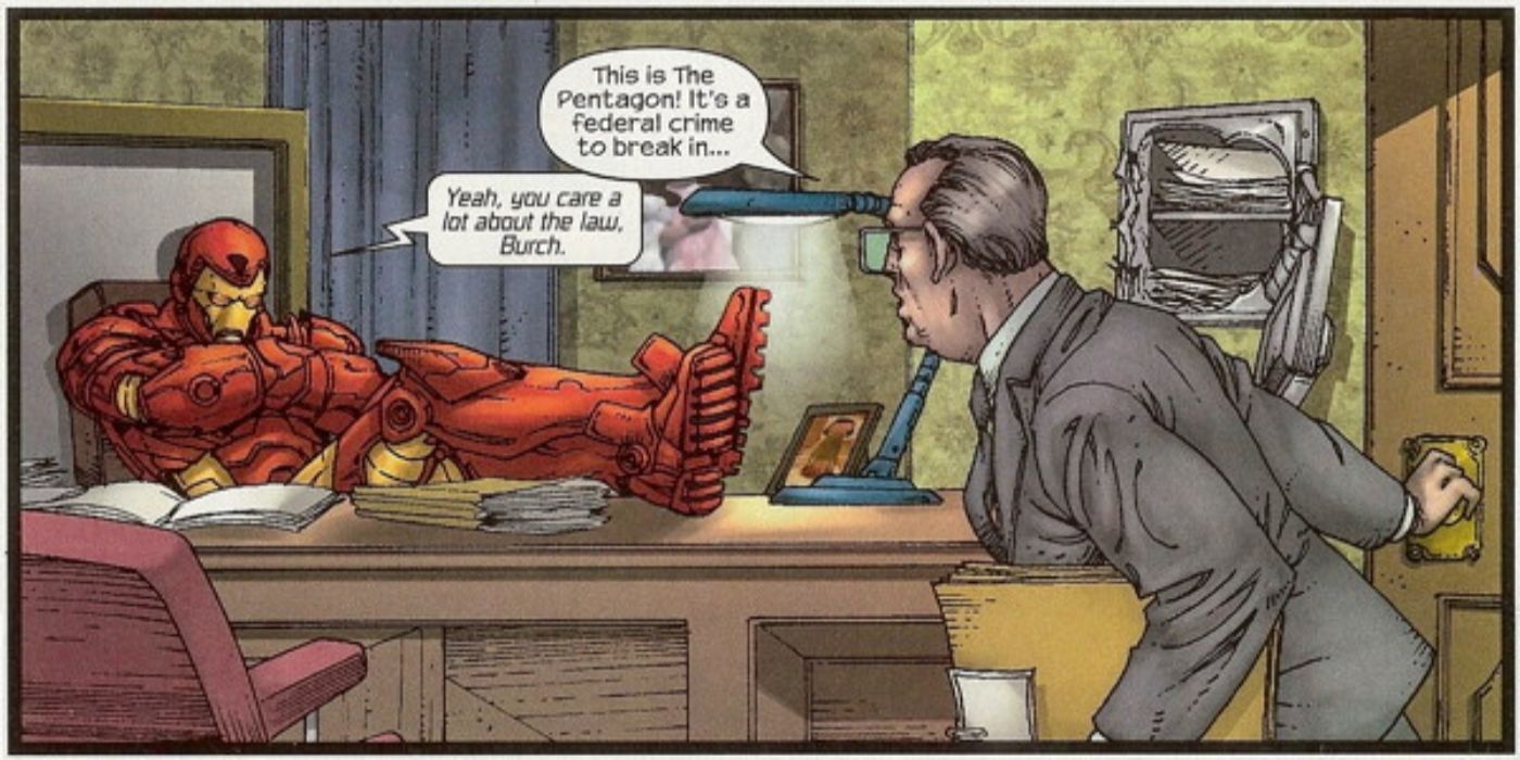 Iron Man and a government official.