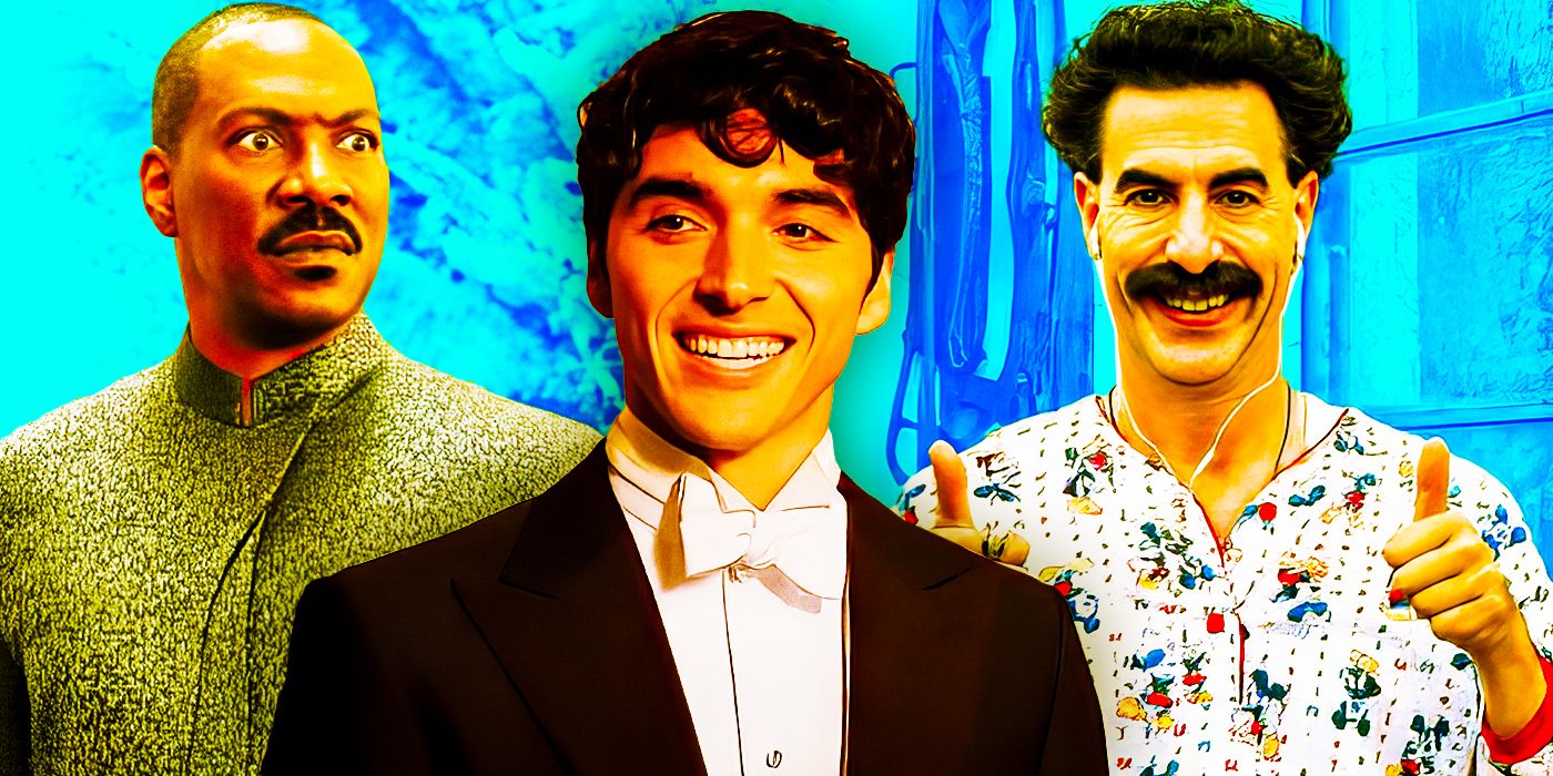 Collage of Coming 2 America, Red White & Royal Blue, and Borat 2