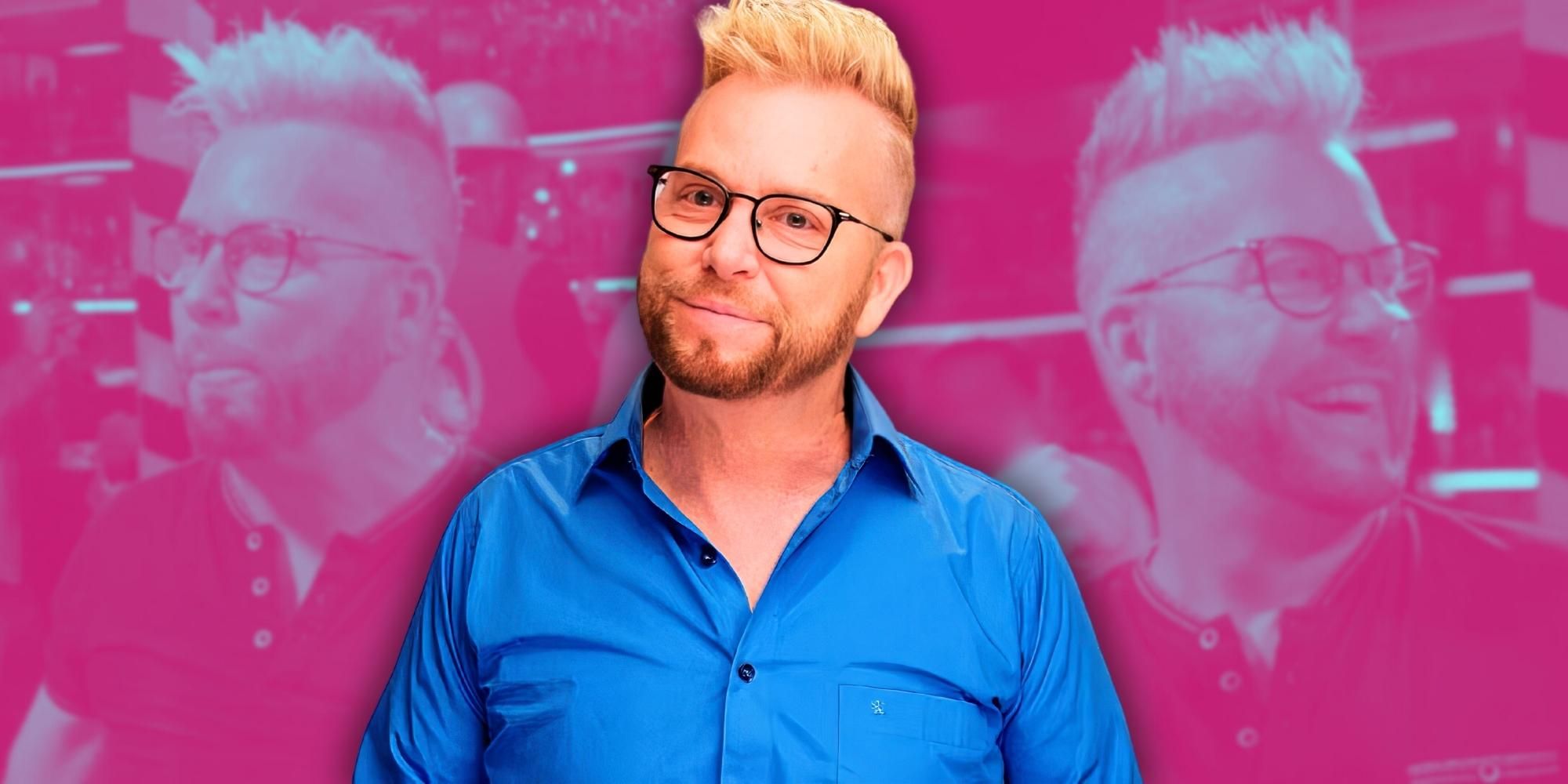 Montage of 90 Day Fiancé’s Kenny Niedermeier with pink background