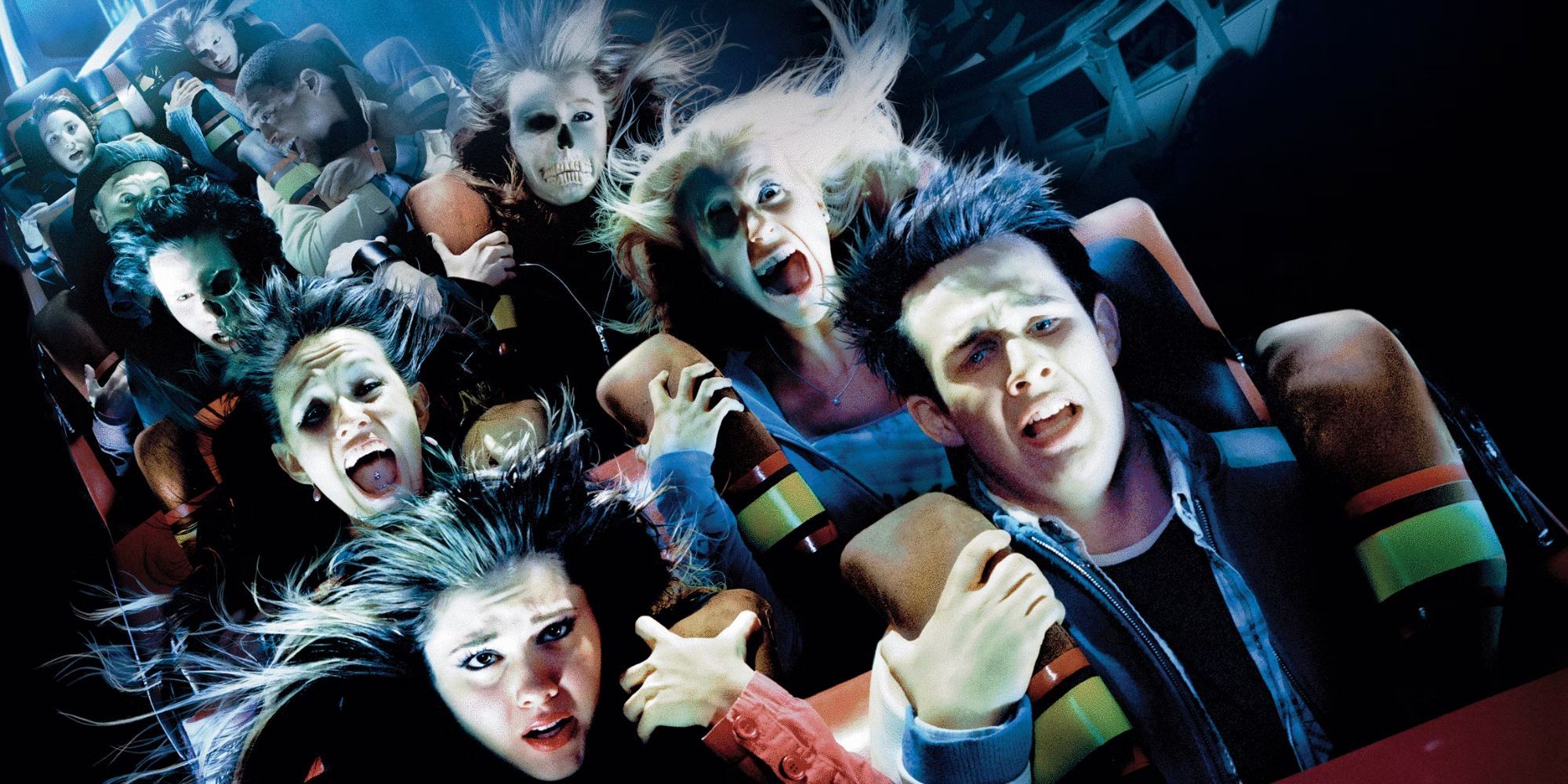 Cropped Final Destination 3 poster featuring people screaming on a rollercoaster