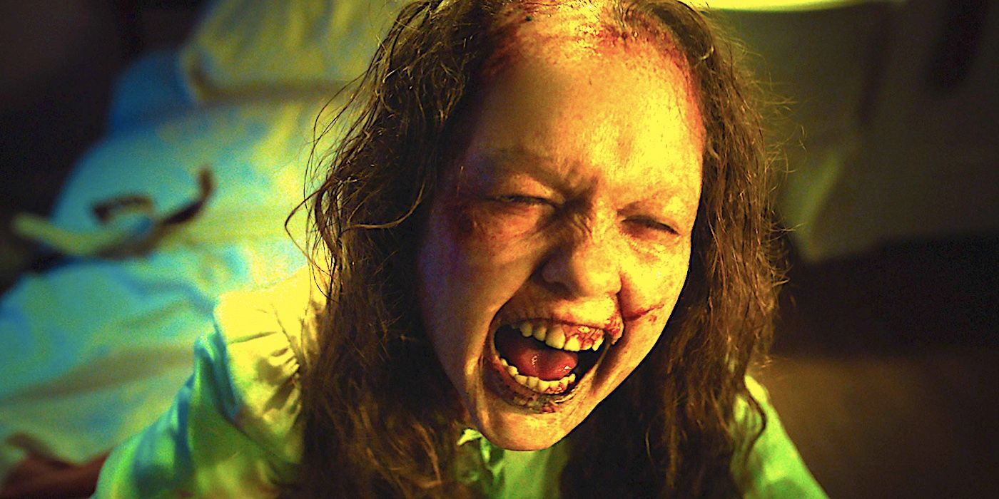 A possessed Katherine screams in The Exorcist: Believer