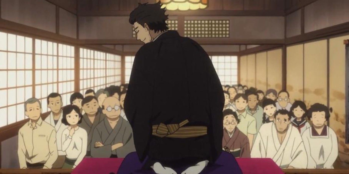 Uma performance de rakugo em showa genroku rakugo shinju