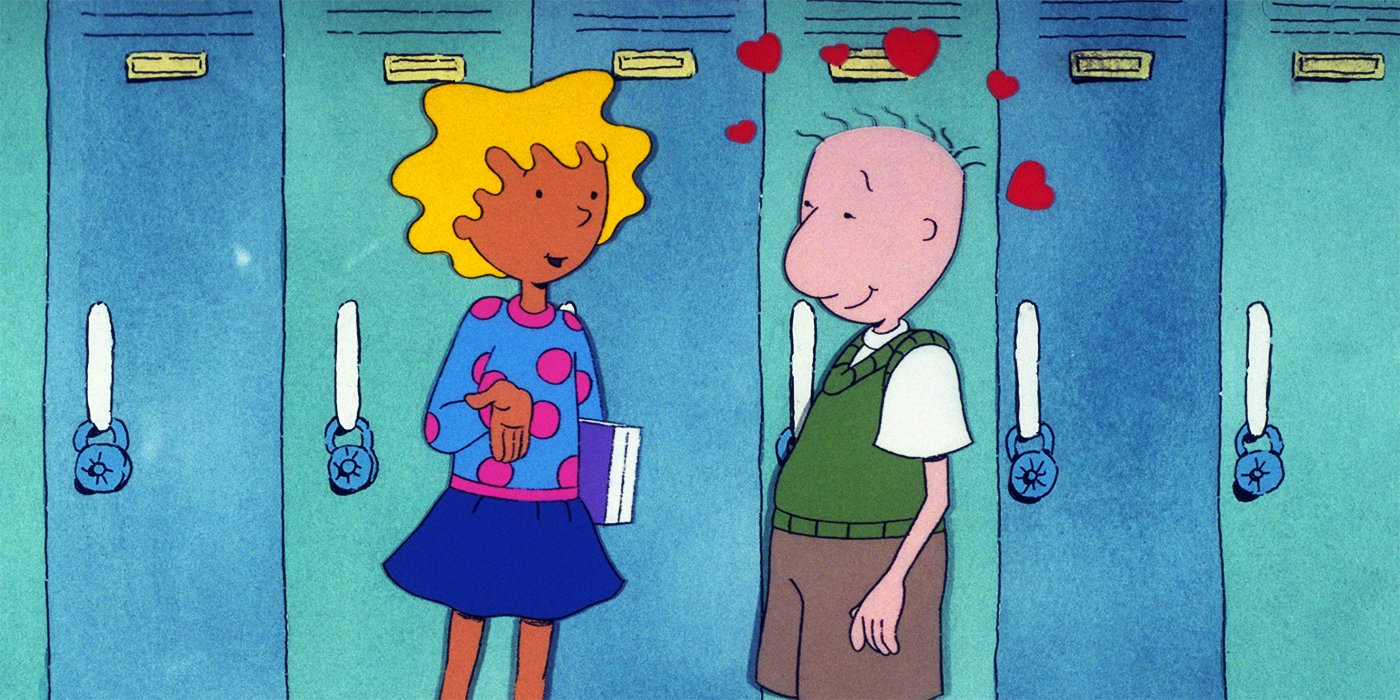 A smitten Doug talking to Patit in a scene from Doug