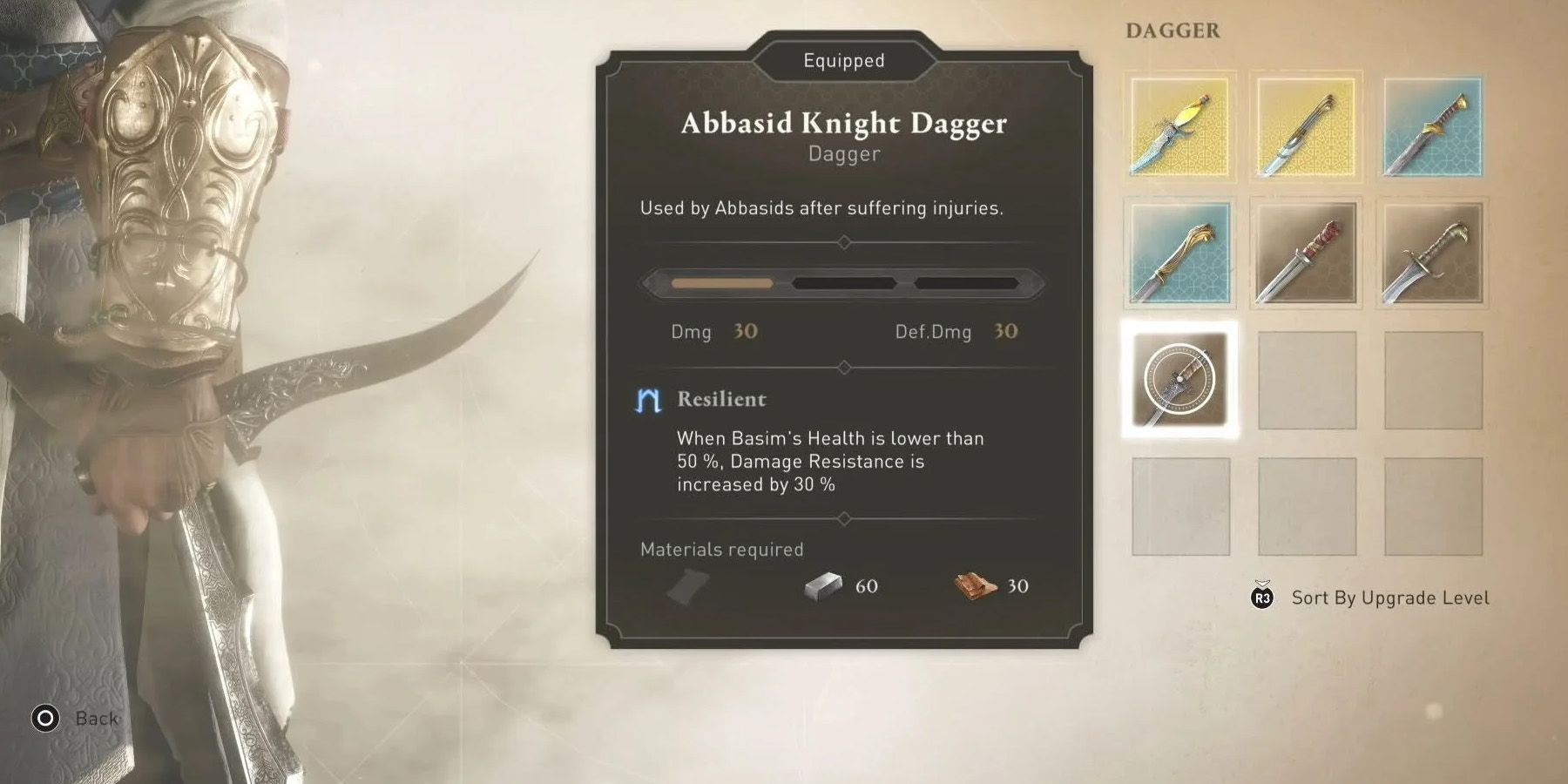 Heavily curved and engraved Abbasid Knight Dagger in Assassin&rsquo;s Creed Mirage