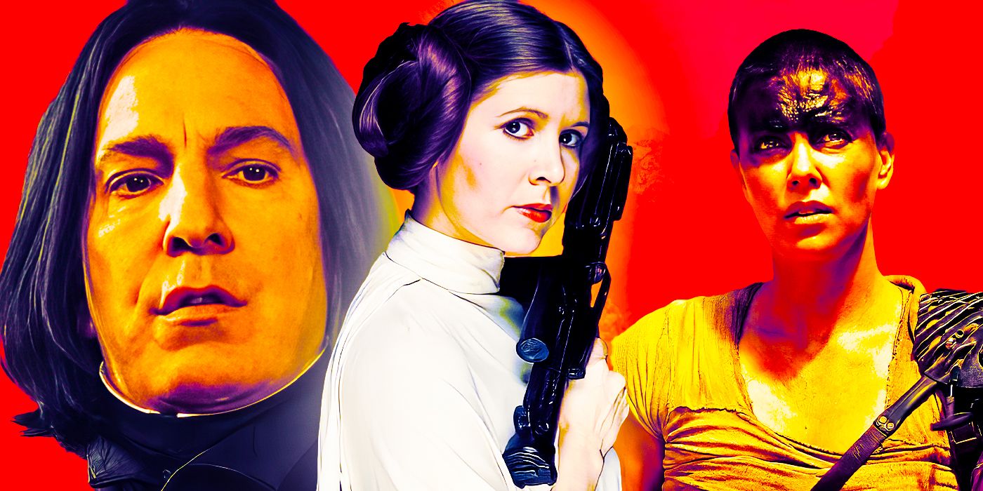Alan Rickman as Snape, Carrie Fisher as Leia, and Charlize Theron as Furiosa