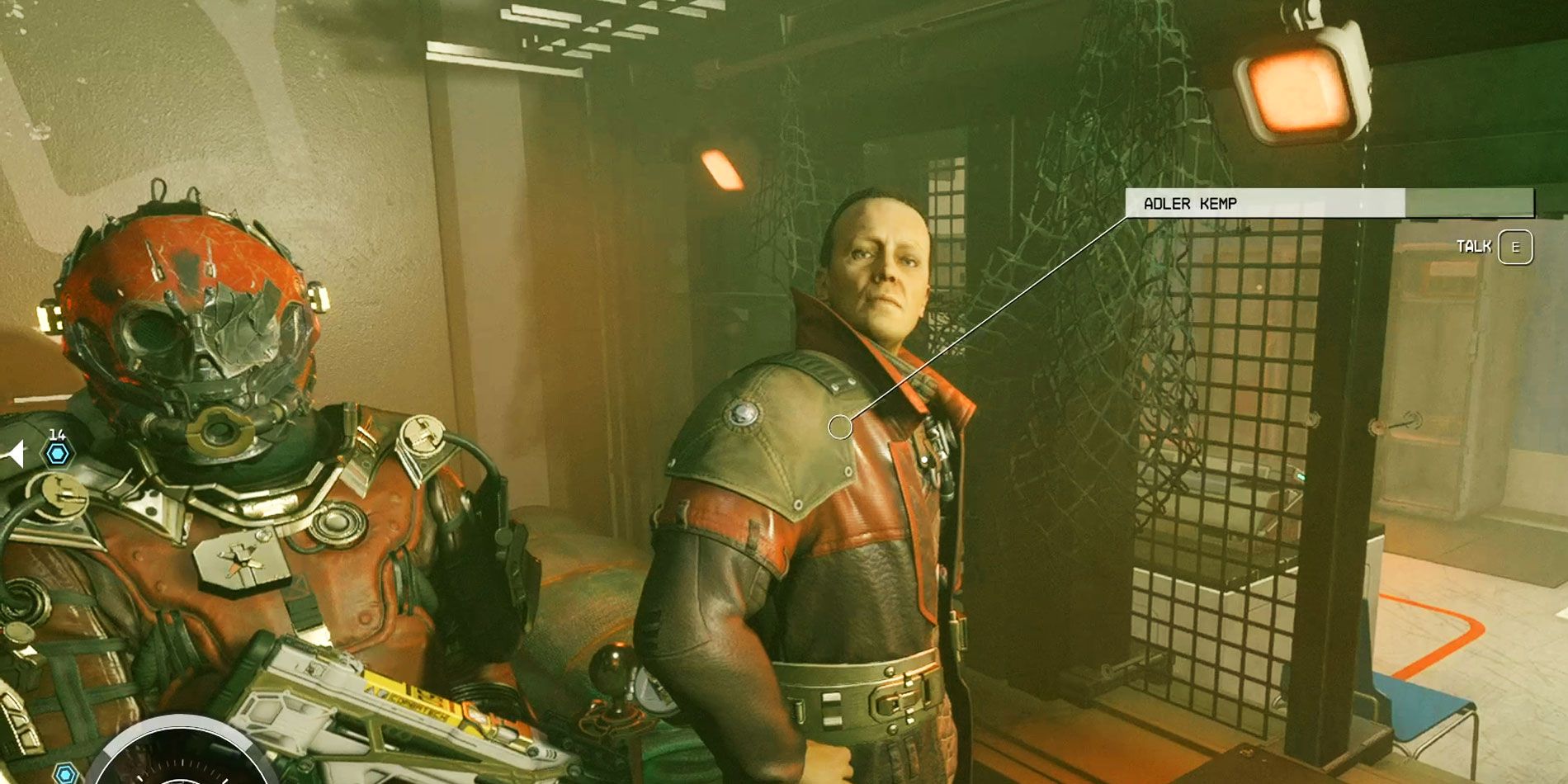 Adler Kemp in Starfield looking at the player in disgust.