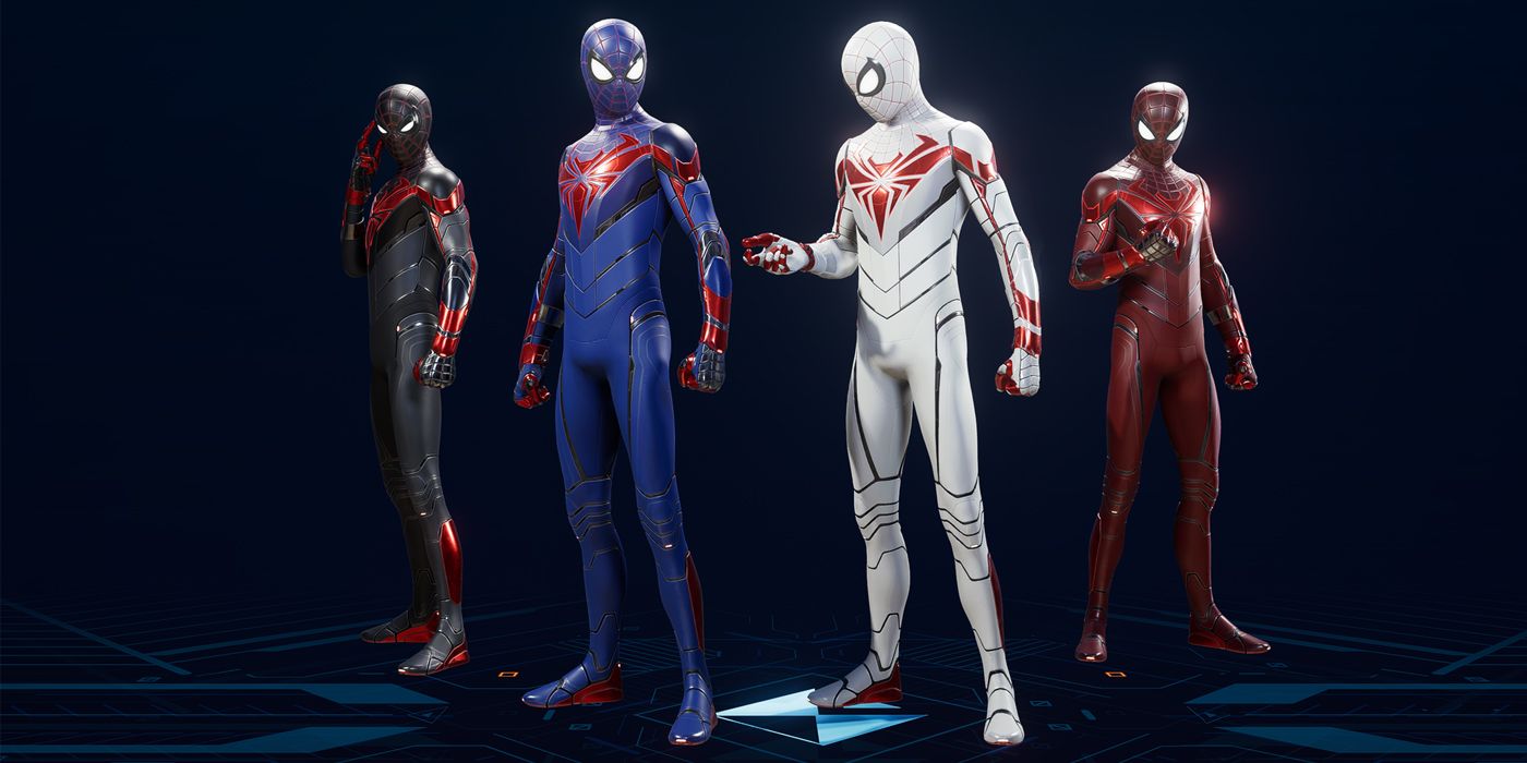 Miles' Advanced Tech suit and its variants in Marvel's Spider-Man 2